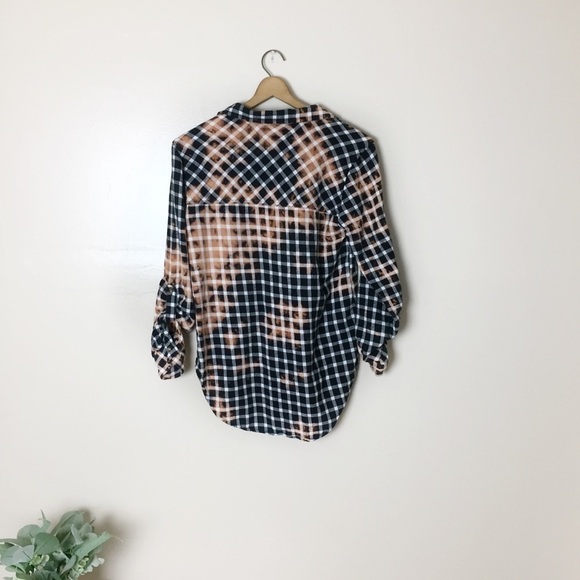 Plaid Flannel Upcycled Bleach Tie Dye Top - Picture 7 of 8